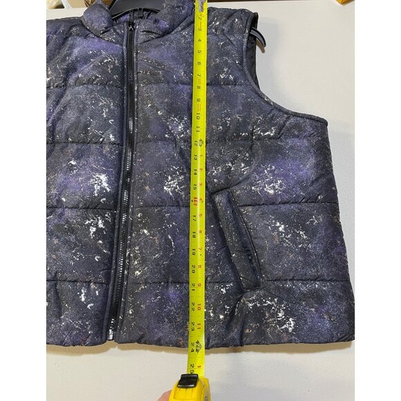 ID Ideology Womens Puffer Vest 1X Deep Black, purple with Speckle foil design - Picture 5 of 9